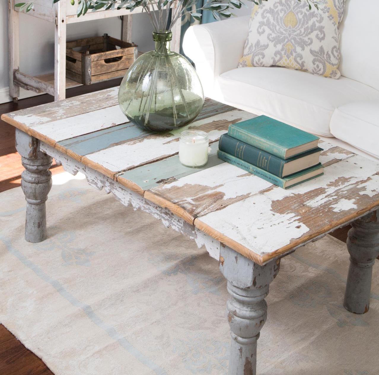 how to make a coffee table look distressed