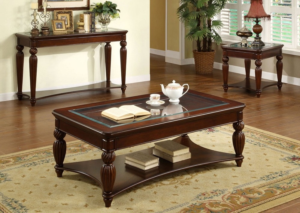 Cherry Wood Coffee Table Set - The clever, contemporary style of the