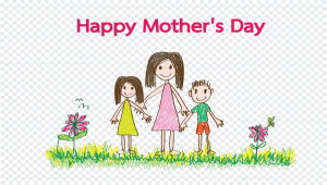 Happy Mothers Day Card With Family Cartoons