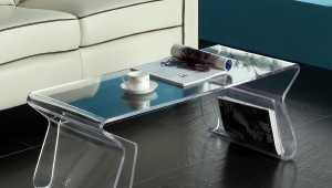 Acrylic Coffee Table With Shelf Legs