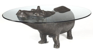 Animal Emerging Out Of Glass Top Coffee Table