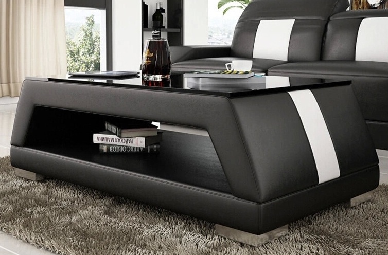 Black Leather Coffee Table