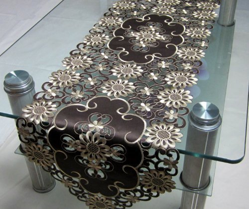 Brown Runner As Coffee Table Cover