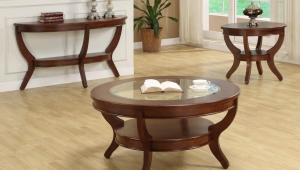 Cherry Wood Coffee Table Set