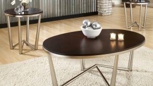 Cherry Wood Coffee Table With Metal Legs