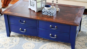 Coffee Table With Blue Drawers