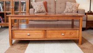 Coffee Table With Drawers And Shelf