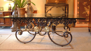 Coffee Table With Iron Wrought Base