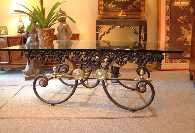 Coffee Table With Iron Wrought Base