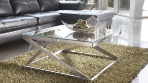 Contemporary Coffee Table With Glass Top