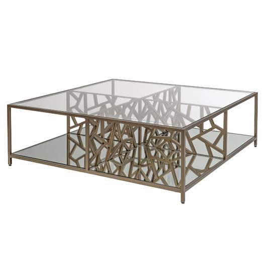 Cracked Ice Contemporary Glass Coffee Table