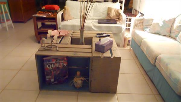 Crate Coffee Table With Shelves