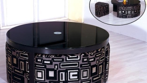 Dark Coffee Table With Stools