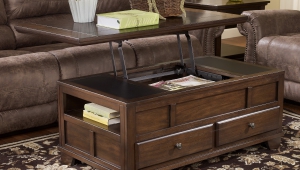 Dark Wood Coffee Table Chest With Sliding Top