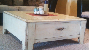 Distressed Coffee Table With Drawer
