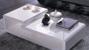 Double Level White Lacquer Coffee Table
