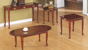 Elegant Cherry Wood Coffee Table Set