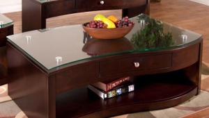 Espresso Coffee Table With Glass Top