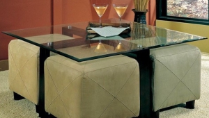 Glass Coffee Table With Ottomans