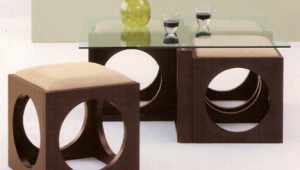 Glass Coffee Table With Cube Ottomans