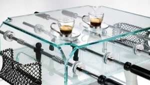 Glass Foosball Coffee Table