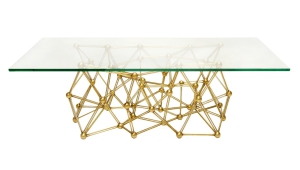 Glass Top Coffee Table With Golden Base