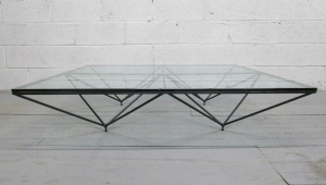 Glass And Metal Coffee Table With Tiny Legs