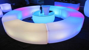 Led Coffee Table With Curved Led Bench