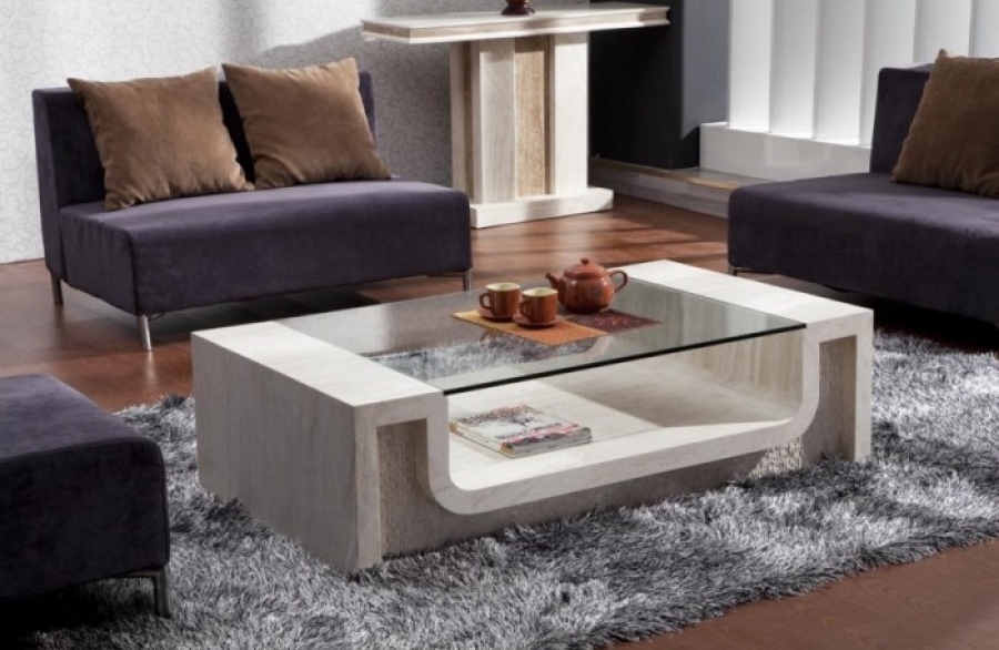 Marble Coffee Table With Glass Top