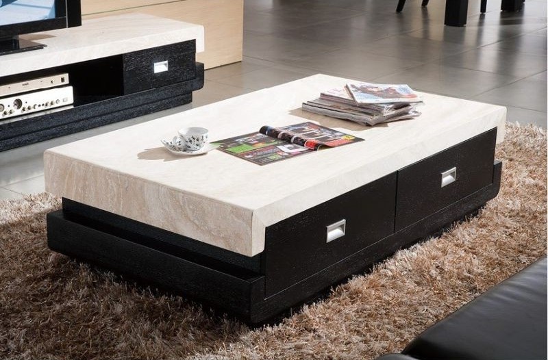 Marble Top Coffee Table With Drawers