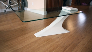 Modern Glass Coffee Table With Massive Leg