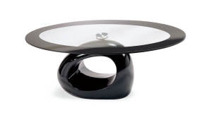 Oval Coffee Table In Glass And Black Marble