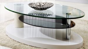 Oval Glass Coffee Table With Shelf