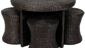 Rattan Coffee Table With Stools