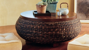 Rattan Coffee Table With Wooden Top
