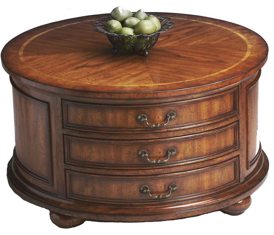 Round Coffee Table With Drawers, Round End Tables With Drawers