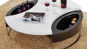 Round Coffee Table With Wine Storage
