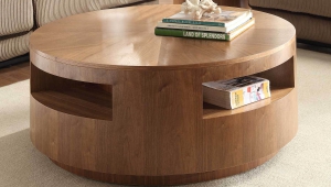 Round Natural Walnut Coffee Table