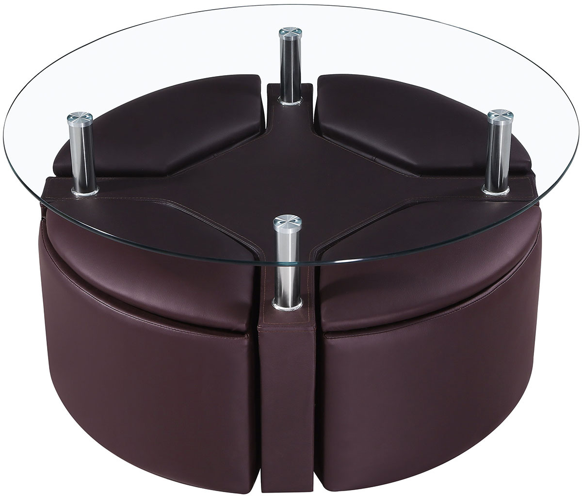 Round Ottoman Coffee Table With Round Glass Counter