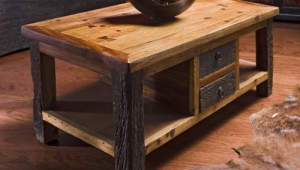 Rustic Wood Coffee Table With Drawers