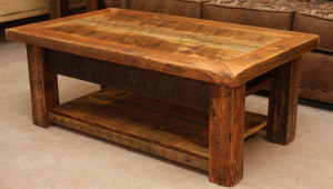 Rustic Wood Coffee Table With Shelf