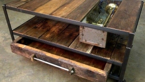 Rustic Wood And Metal Coffee Table