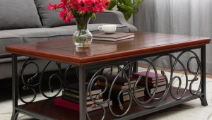 Scrolled Metal And Wood Overstock Coffee Table