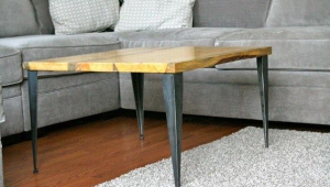 Small Coffee Table With Metal Legs And Wooden Top