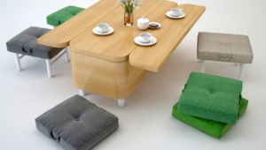 Sofa Transformed Into Coffee Table With Sitting Places For Small Spaces