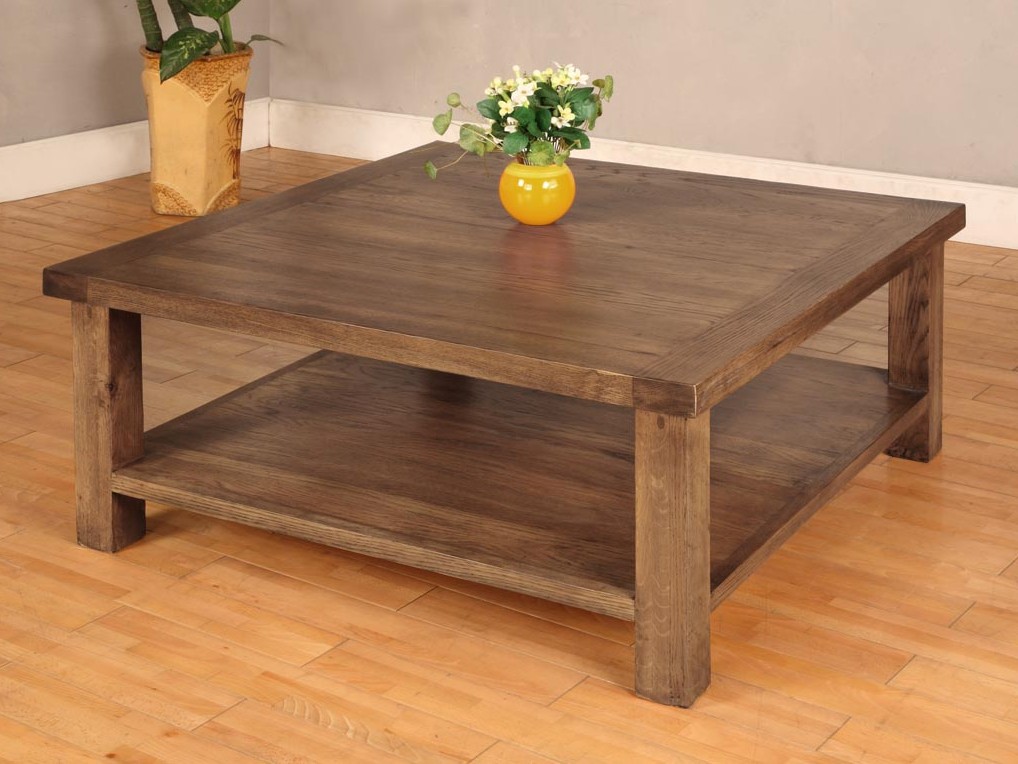 Square Living Room Birch Wood Top Table