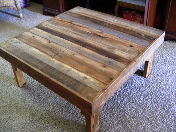 Square Rustic Wood Coffee Table