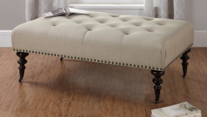 Tufted Ottoman Coffee Table With Wheels
