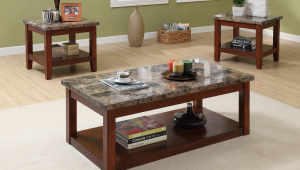 Wooden Base Coffee Table With Granite Top