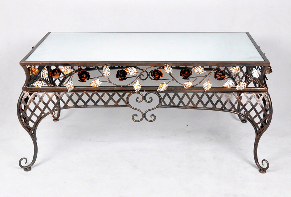 Wrought Iron Coffee Table With Mirror Top